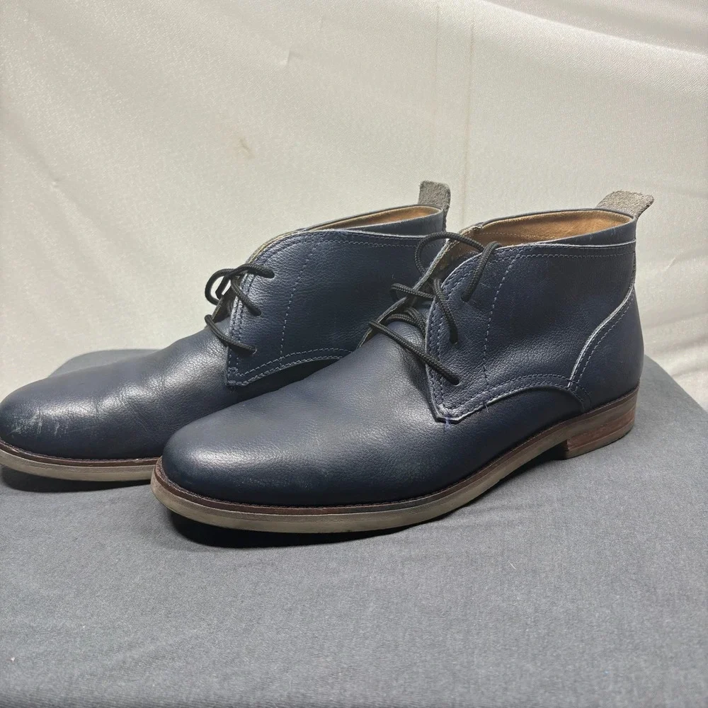 Cole Haan Men Chukka Boot Navy Pebbled Leather 12 Classic Preppy C12272